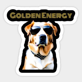 Retro Golden Energy-Golden Retriever in Sunglasses Sticker